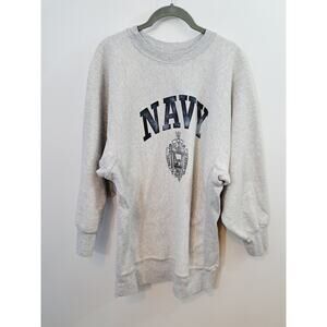 VTG NAVY NAVAL ACADEMY GRAY REVERSE WEAVE SWEATSHIRT USA